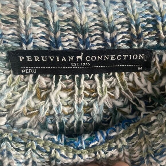 PERUVIAN CONNECTION Multicolor Knit Sweater Crew Neck Pullover Women M - Picture 4 of 6